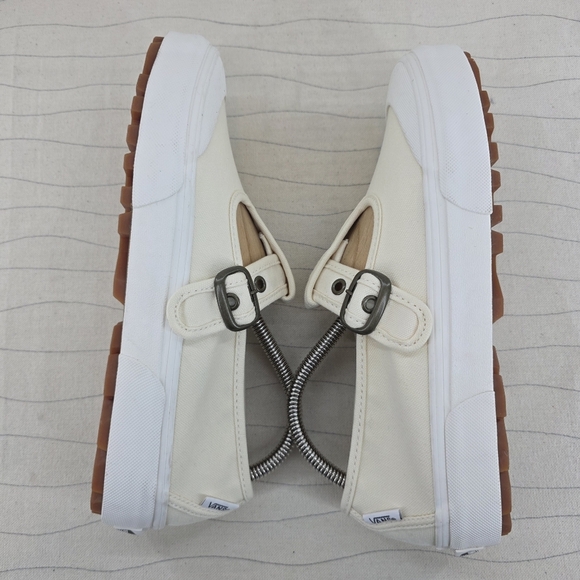 Vans Womens Style 93 Mary Jane Beige Linen Canvas Buckle Shoes Chunky Size 8.5 - Picture 8 of 12